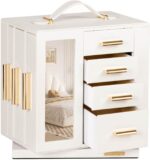 Jewelry Box for Women Large: Rotating Organizer for Ring Earring Necklace Bracelet - 7 Drawers Storage for Dresser (White)