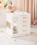Jewelry Box for Women Large: Rotating Organizer for Ring Earring Necklace Bracelet - 7 Drawers Storage for Dresser (White) - Image 2