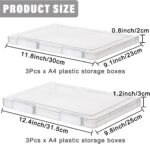 6 Pcs Clear A4 File Portable Project Case, Plastic Storage Box for 8.5" x 11"  Paper, Scrapbook Paper Storage Boxes Documents Magazines Holder with Buckle - Image 2