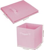 2 Pcs Storage Cubes, 10.5 Inch Collapsible Storage Bins, Fabric Foldable Bins for Organization, Durable Storage Bins for Closet, Shelves, Offices (Pink) - Image 2