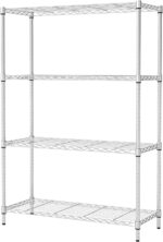 4-Tier Wire Storage Shelves | 36x14x54 | Chrome | with Adjustable Racks | Heavy-Duty Metal Shelf, Holds Upto 1000 lbs | No-Tool Assembly | Ideal for Home & Garage Shelving