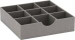 Household Essentials Grey 728-1 Deep 9 Section Drawer Organizer Box for Storage 12 in x 3.13