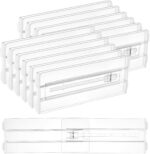 12 Pack Drawer Dividers for Clothes, 4" High 10.2"-16.5" Adjustable Expandable Dresser Drawer Organizer, Clear Plastic Separators for Dresser, Baby Clothing, Underwear, Cosmetic, Toiletries
