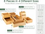 8 Pcs Bamboo Drawer Organizer Utensil Tray Kitchen Storage Box 4-Size Versatile Dividers Cutlery Holders Bins Containers for Flatware Kitchen Utensils - Image 2