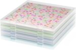 Scrapbook Paper Storage, 4 Pack Stackable Plastic File Storage Box Set, 12"x12"x1.1" Craft Organizer Storage, U-Shaped Locking Mechanism, Ideal for Office, Home, and School Document Organizer