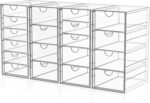 Acrylic Makeup Organizer with 19 Drawers,Storage Drawer Organizer | Bathroom Organizers and Storage for Palettes, Cosmetic, and Beauty Supplies, Desk Organization