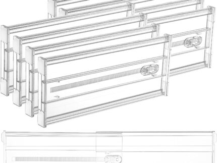 8 Pack 6" Tall Upgrade Drawer Dividers for Big and Deep Drawer, 12.8"-22.3" Adjustable Expandable Dresser Drawer Organizer, Clear Plastic Separators for Dresser, Baby Supplies, Kitchenware