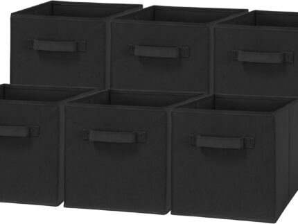 Foldable Cube Storage Bins, 11-Inch Black, 6-Pack Fabric Cubes Organizer for Closet or Shelves