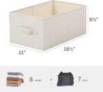 Linen Folding Storage Bins, 3 Pack Large Storage Baskets, Washable, Clothing Storage Bins with Handle, Closet Organizer for Storage Sweater,Sheets(Beige, 18½"x11 x8½) - Image 2