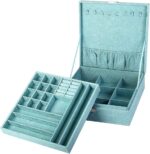 Two-Layer lint Jewelry Box Organizer Display Storage case with Lock (Blue) - Image 2