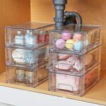 4 Pack Stackable Storage Drawers,Clear Acrylic Drawer Organizers with Handles, Easily Assemble for Fridge, Bathroom,Kitchen Undersink,Cabinet,Pantry Organization and Storage - Image 2